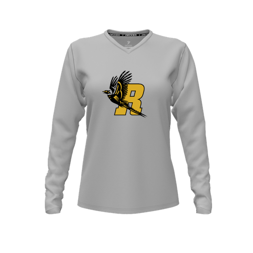 [FTLVCFGY-FYXS-LOGO1] Decker Comfort T-Shirt (Female Youth XS, Gray, V Neck, Logo 1, Long Sleeve)