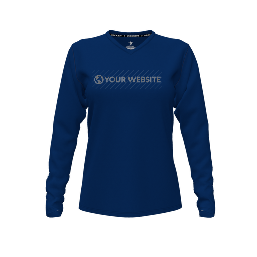[FTLVPTNV-FYXS-LOGO3] Decker Performance T-Shirt (Female Youth XS, Navy, V Neck, Logo 3, Long Sleeve)